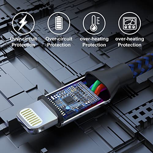 încărcător iPhone [certificat Apple MFi] cablu Lightning 6pack-3/3/6/6/6/10 FT Cablu de încărcare USB împletit din nailon cablu