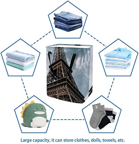 DJROW haine împiedică Paris Turnul Eiffel Retro mare Depozitare Bin depozitare Coș haine rufe împiedică jucărie depozitare