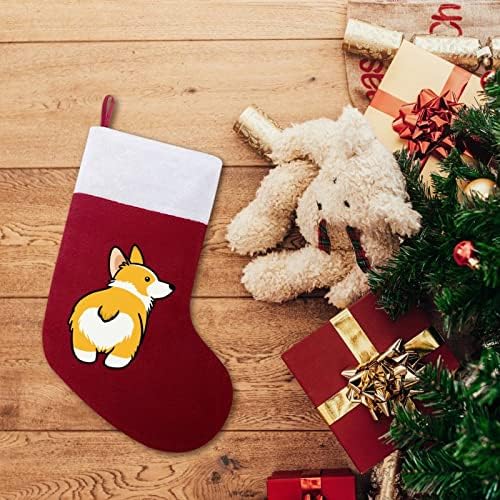 Fat Corgi Butt Christmas Stocking Socks cu șemineu de pluș atârnat pentru copac de Crăciun decor de casă