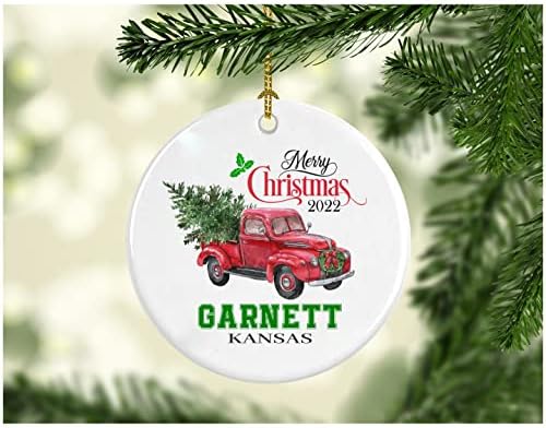 Arbore de decorare de Crăciun Crăciun fericit 2022 Garnett Kansas Ornament Cadou amuzant Cadou de Crăciun Ca o familie destul