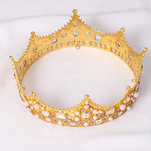 FORSEVEN Regele coroana pentru barbati coroana Royal costum accesoriu Bal Tiara baroc Vintage cristal Perla Mireasa Nunta diademe