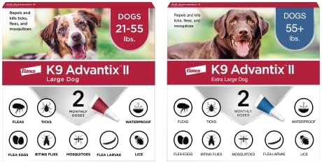 K9 Advantix ii XL câine peste 55 lbs & amp; K9 Advantix ii câine mare 21-55 lbs Vet-recomandat purici, căpușe & amp; tratamentul
