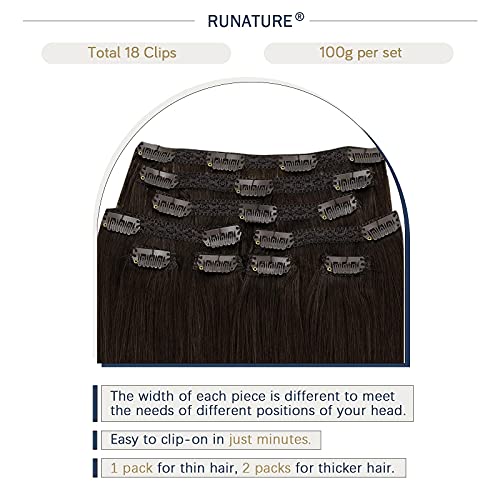 RUNATURE Darkest Brown bătătură extensii de păr coase în păr și Clip în extensii de păr păr uman 16 Inch