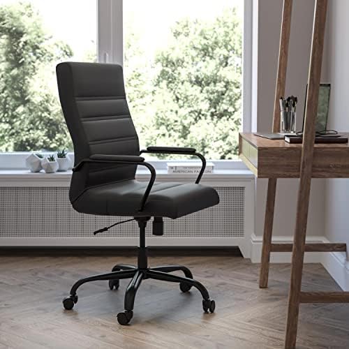 Mobilier Flash Whitney scaun de birou cu spate înalt-scaun de birou pivotant Executiv Leathersoft negru cu cadru negru-scaun