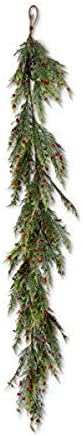 K&K Interiors 54514e 58 inch Pine Pepper Berry Garland Real Touch, Verde