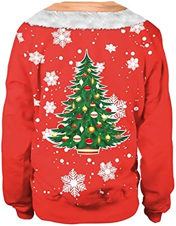 Amuzant Crăciun Hanorac pentru femei Casual Crewneck Grafic Hanorac Unisex vacanta Maneca lunga Pulover tricouri pulovere