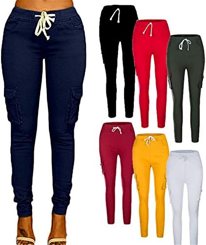 Pantaloni de marfă pentru femei Andongnywell Pantaloni de yoga cu talie înaltă Slim Fit Pant cu buzunare muti Pantaloni lungi