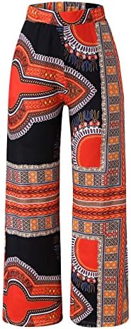 pantaloni Cu imprimeu African mmknlrm Dashiki pentru femei Pantaloni cu picioare largi Casual largi cu talie înaltă Palazzo