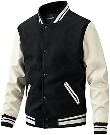 Jacheta de baseball Luvlc, butonul de hanorac Bomber Varsity College Colegiul de îmbrăcăminte, unisex Patchwork uniforme Streetwear