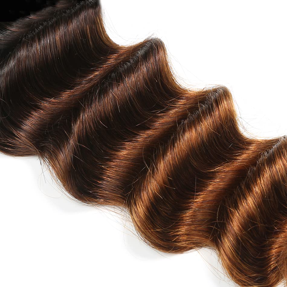 Biottihair Brown Bundles Human Hair Ombre Bundles 1b / 30 Deep Wave human hair Bundles 26 28 30 Inch Brazilian 1b / 30