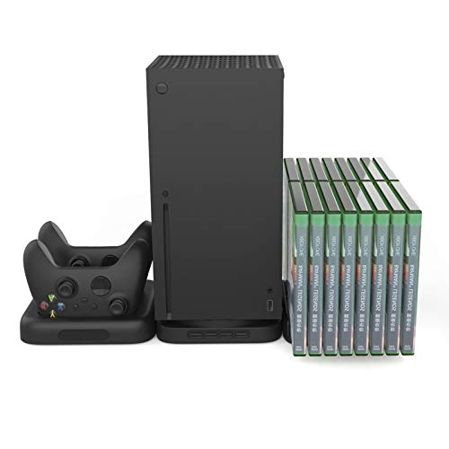 Homeriy 3-in-1 Stand de consolă + Dock de încărcare + bază de stocare compatibilă cu controlerele de consolă de joc Xbox X