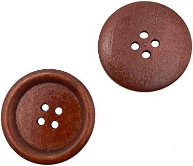 Zqmall 50 pcs butoane mari din lemn negru - 30 mm diametru - butoane de lemn cu 4 găuri Q2645