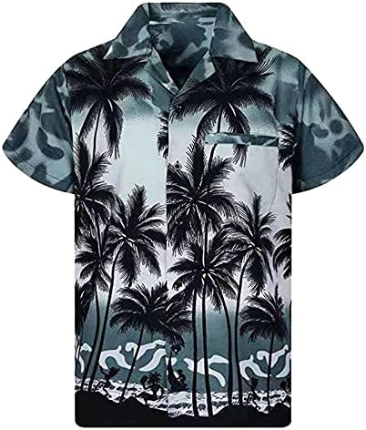 XXBR Tricouri hawaiene pentru bărbați Tropical Arbore Tropical Imprimare Button cu mânecă scurtă de vară în jos Aloha Tops