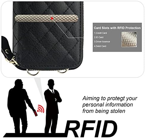 Bocasal Crossbody portofel caz pentru iPhone 14 Pro Max, RFID blocarea PU piele Fermoar Geantă de mână pungă Flip Cover, Kickstand