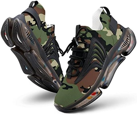 Pantofi de alergare pentru bărbați GJetfdap, model imprimat camo, respirabil, casual, tenis de mers confortul, adidași atletici,