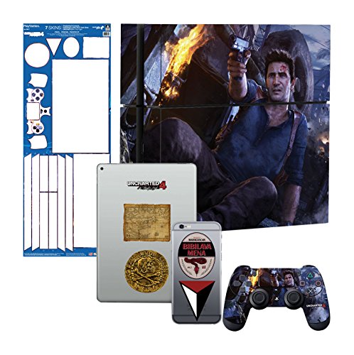 Controller Gear Uncharted 4 Fire Fire Fire - PS4 Console și Controller Gaming Skin Pack - Licențiat oficial de PS