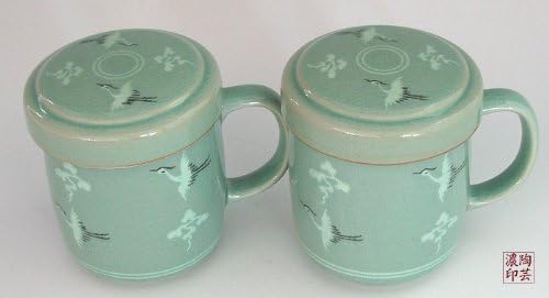 Antique Alive Tabletop 2 Celadon Jade Blue Glaze Crane Bird Cloud Design Personal Green Ceramic ceai de porțelan ceai de cafea