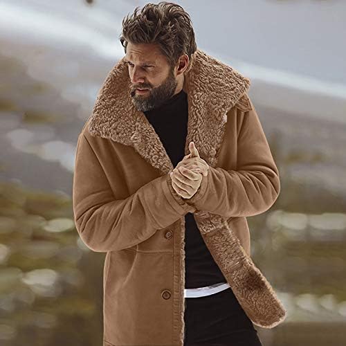 Paltoane de ploaie ymosrh pentru bărbați pentru bărbați, sacou din piele de iarnă, lână caldă, căptușeală montană, jachete