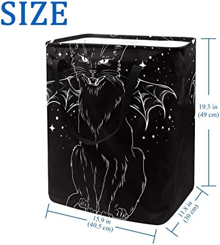Coș de rufe pliabil cu imprimeu pisică păianjen negru, coșuri de rufe impermeabile de 60 L coș de spălat haine depozitare jucării