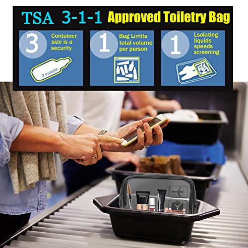 MODENGKONGJIAN TSA aprobat Toiletry Bag, 3 buc clear Toileties Bags Quart Size Travel Makeup Cosmetic Bag Pentru Femei Bărbați,