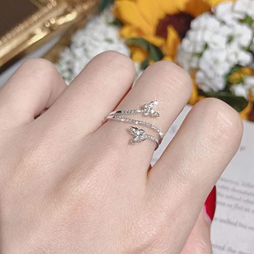 2023 nou inel dublu fluture argint Zircon diamant nunta inel de logodna cadou bijuterii pentru femei fluture forma Stras Inel