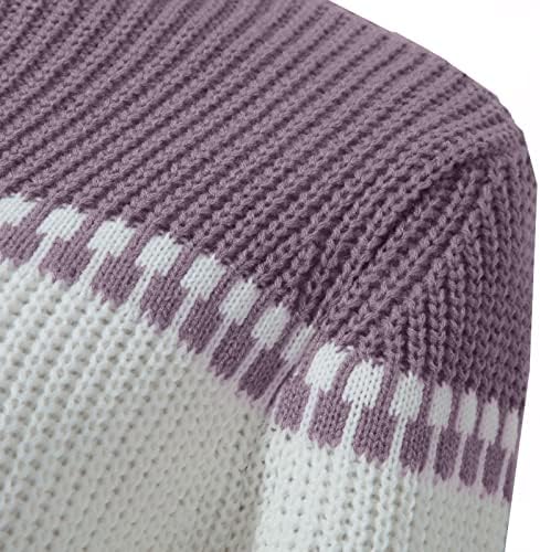 Rochii pulover Oplxuo pentru femei 2022 Casual cu mânecă lungă Mock gât Bloc de culoare tricot gros pulover rochie cravată