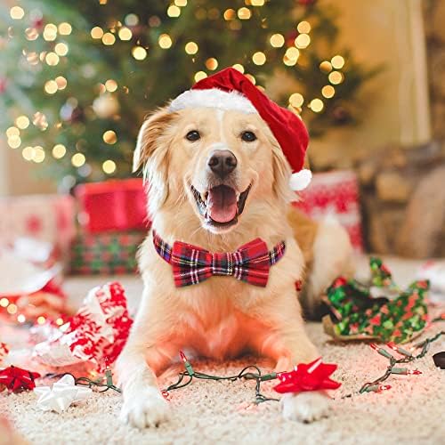 Guler de câine mai rău cu papion de Crăciun Clasic Guler pentru carouri cu cataramă reglabilă ușoară, potrivită pentru mici