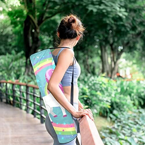 Yoga Mat Bag, Unicorn cu cerc curcubeu colorat exercițiu Yoga mat Carrier Full-Zip Yoga Mat Carry Bag cu curea reglabilă pentru