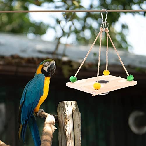 YARNOW jucării în aer liber alimentator de păsări din lemn papagal suspendat platformă din lemn pasăre agățat vas de apă pentru