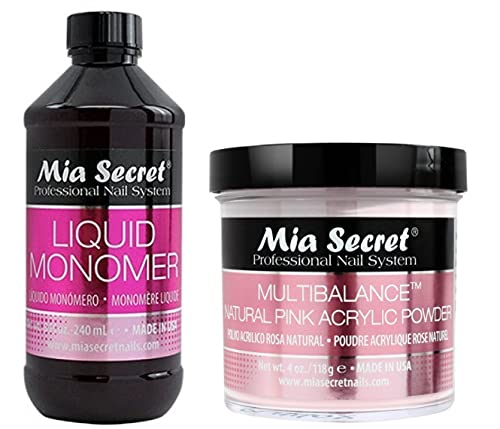 Mia Secret lichid Monomer 8 oz și pulbere roz NATURAL 4 oz