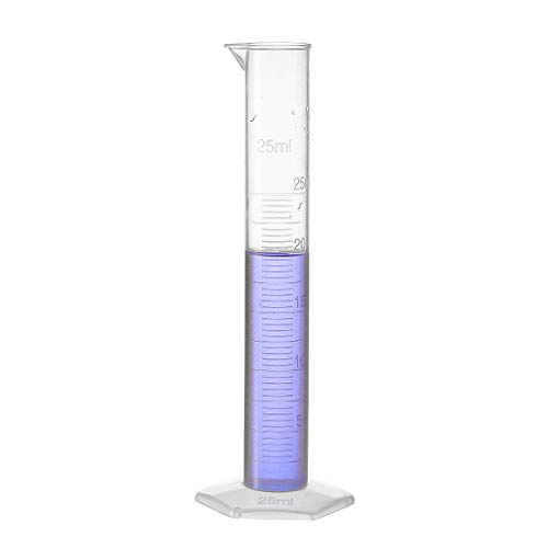 Cilindrul gradat din plastic UXCELL, cilindrul de măsurare de 25 ml, paharele cu tuburi de testare științifică, scară metrică