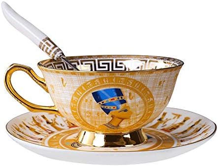 Anul Nou Cadou Phnom Penh Bone China Cupa de cafea și farfurie Egipt God Cat Faraon Cupa și farfurie după -amiază ceai negru