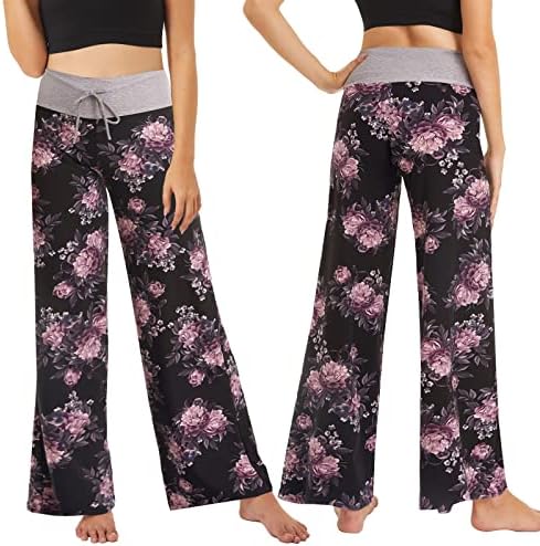 Zoosixx Buttery Pantaloni de pijama neagră pentru femei, Plaid confortabil Casual Lounge Pantaloni de yoga