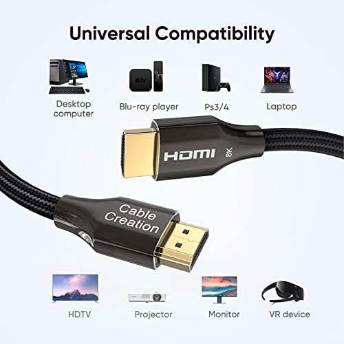 Pachet-2 articole: CableCreation HDCP HDMI Cablu 3FT 8K 60Hz + CableCreation 7-în-1 USB-C Hub Adaptor multiport cu HDMI, 1000m