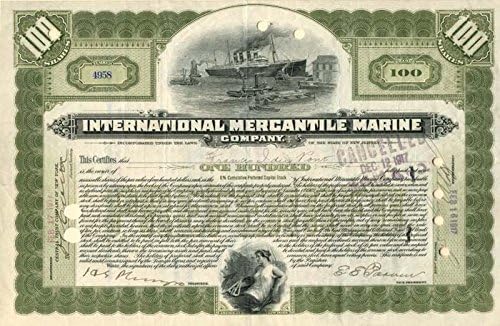 Marina comercială internațională semnată de Francis I. DuPont-Co. care a făcut certificatul Titanic-Stock