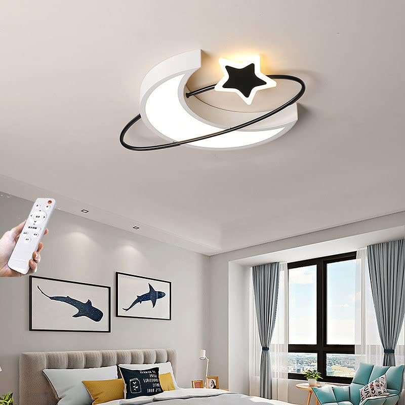 Lampa de tavan cu LED modernă pentru dormitor pentru copii, lună și stele Design iluminat de tavan slab cu telecomandă, camera