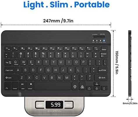 JPHTEK Universal Slim Portabil Wireless Bluetooth Tastaturi Bluetooth 3.0 7-Colori Retrograd Bluetooth Tastatură Bluetooth