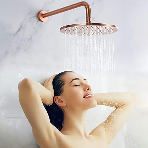 Sistem de duș sistem de cap de duș rotund din Aur Roz cu set combinat portabil, set de robinet de duș montat pe perete complet