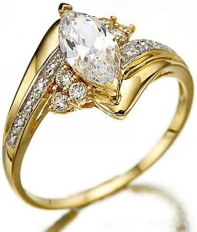 T-Bijuterii Marquise tăiat safir alb 18K aur umplut femeie Inele de nunta Dimensiune 6-10