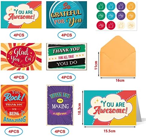 Carduri de apreciere a angajaților din Wernnsai - 24 de cărți de mulțumire cu plicuri și autocolante Carduri de încurajare