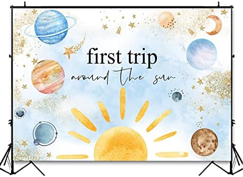 Avezano prima călătorie fundal spațiu exterior acuarelă planete 1st Birthday Party Decoratiuni prima călătorie în jurul Soarelui