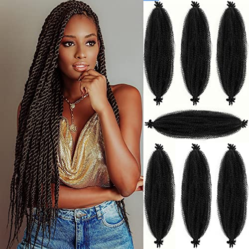 Befunny Marley Twist Împletitură de păr, 30 Inch 7 pachete soft elastic Afro Kinky Twist Wrapping Hair pentru Butterfly Locs,pre-Fluffed