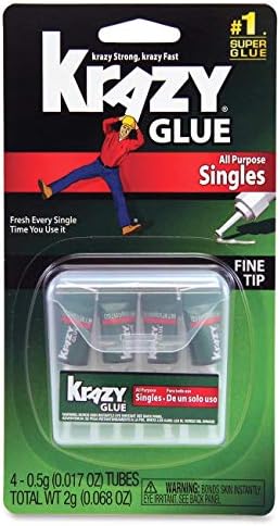 Krazy Glue Krazy Glue Tuburi cu o singură utilizare cu carcasă de depozitare, 0,07 oz, 4/pachet