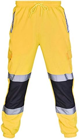 Wenkomg1 pantaloni de marfă de înaltă vizibilitate pentru bărbați pantaloni reflectorizanți de siguranță Hi Vis îmbrăcăminte