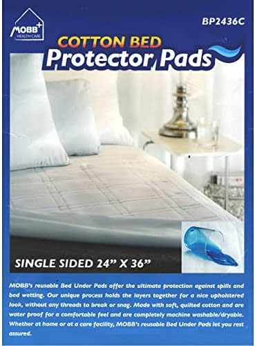 Plăci de protecție împotriva umederii paturilor de sănătate Mobb pentru adulți de incontinență, 24 '' x 36 '', alb