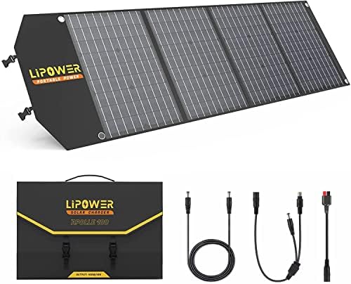 LIPOWER 100W panou Solar portabil 18V cu lumină de Camping USB inclusă, încărcător Solar pliabil pentru PA300 / SOL500 / MARS-1000,