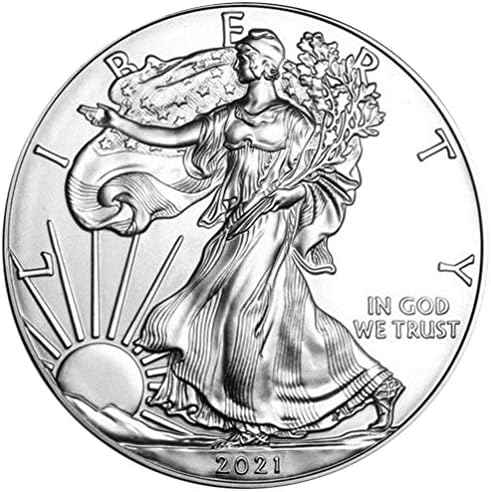 BESPORTBLE 2PCS 2021 American Silver Eagle Coin American Colecțiale SUA Monedă SUA SUA Comemorative Crafts Crafts Decorațiuni