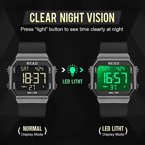 Ceas de mână Digital Unisex, Ceas Digital pentru bărbați, ceas de modă cu afișaj de înaltă rezoluție LED Ultra-înaltă definiție,