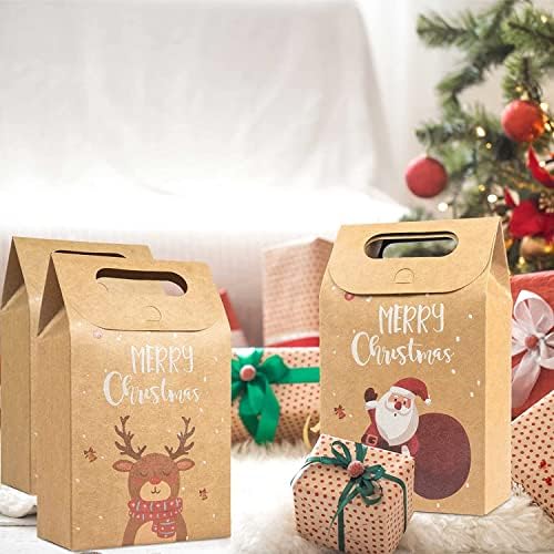 Daletu 24pcs Christmas Kraft Paper Genti de cadouri, maro pliabili de Crăciun cutii de Crăciun pentru petreceri de Crăciun