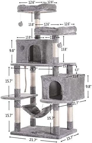 Hey-brother 58 inch Cat Tree Condo Bundle cu 36.6 inch Middle Cat Tower cu scratching Board, Apartamente de lux, cat Tower